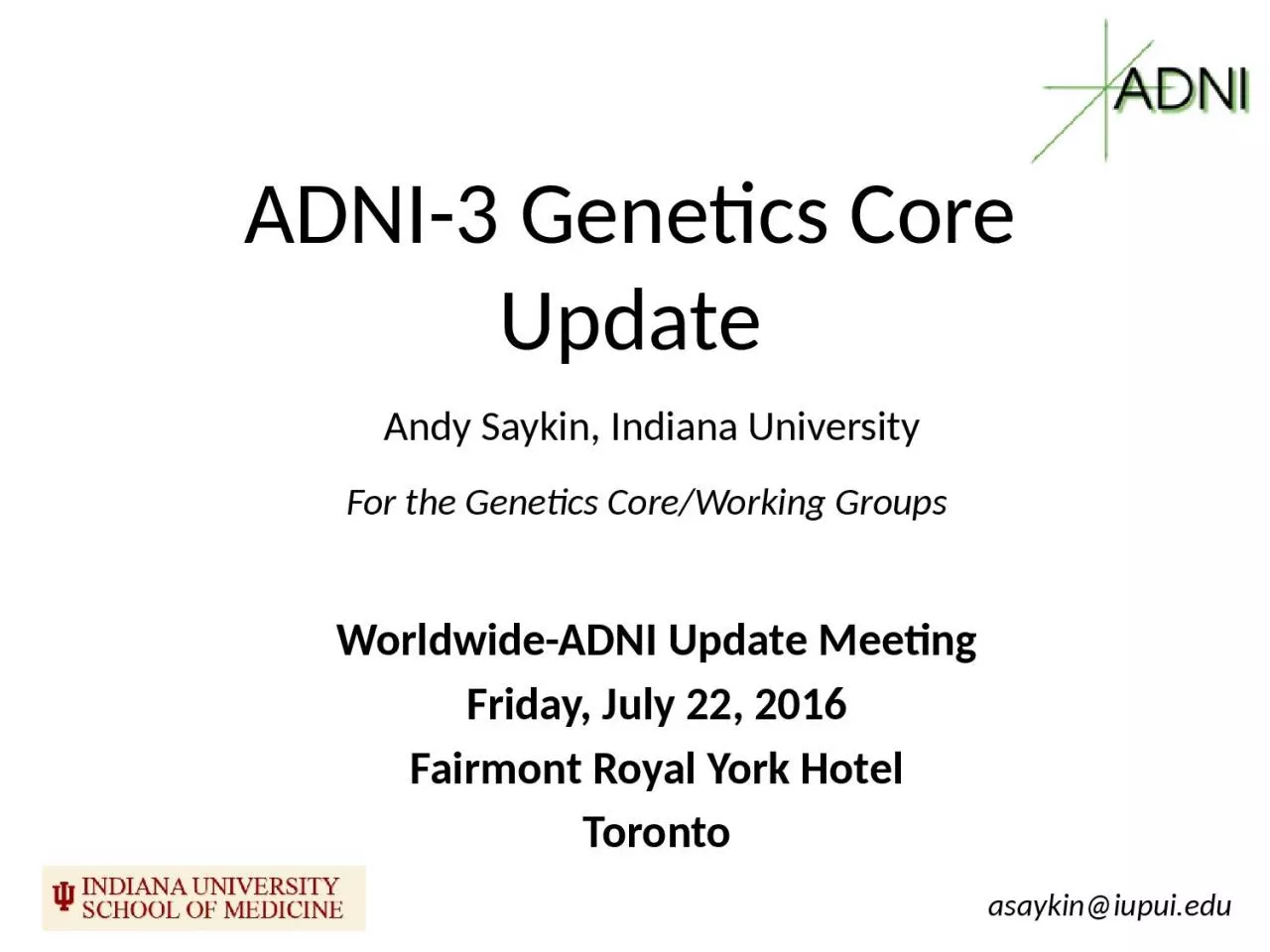 ADNI-3 Genetics Core  Update