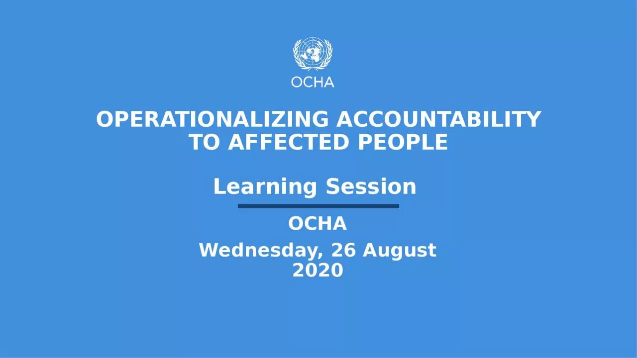 OPERATIONALIZING ACCOUNTABILITY TO AFFECTED PEOPLE