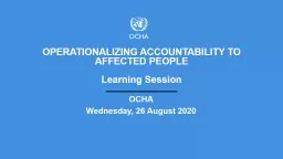 OPERATIONALIZING ACCOUNTABILITY TO AFFECTED PEOPLE