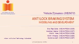 ANTILOCK BRAKING SYSTEM MODELING AND DEVELPOMENT