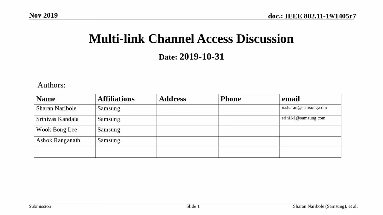 PPT-Multi-link Channel Access Discussion