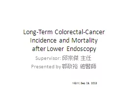 Long-Term Colorectal-Cancer Incidence and Mortality