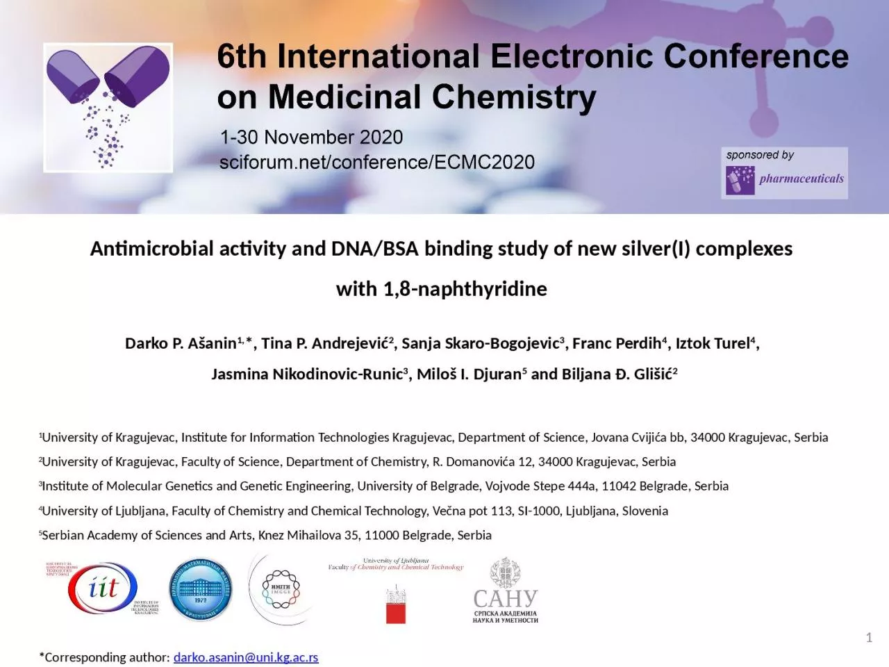 Antimicrobial activity and DNA/BSA binding study of new silver(I) complexes
