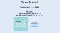 We are Readers! Tuesday 2nd June