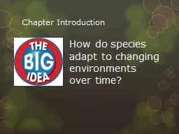 Chapter Introduction How do species adapt to changing environments over time?