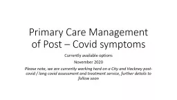 Primary Care Management of Post –