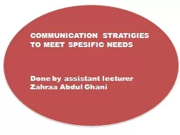 COMMUNICATION STRATIGIES TO MEET SPESIFIC