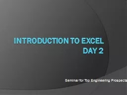 Introduction to Excel Day 2