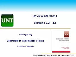 Review of Exam I Sections 2.2 -- 4.5