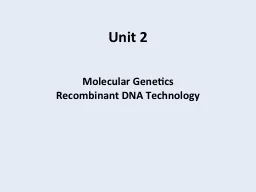 Unit 2 Molecular Genetics