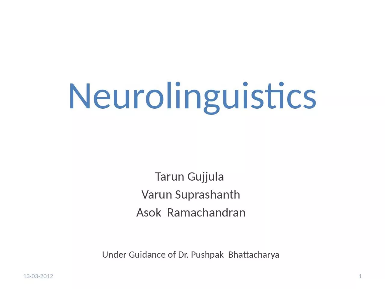 PPT-Neurolinguistics Tarun