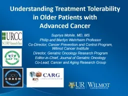 Understanding Treatment Tolerability in Older Patients with