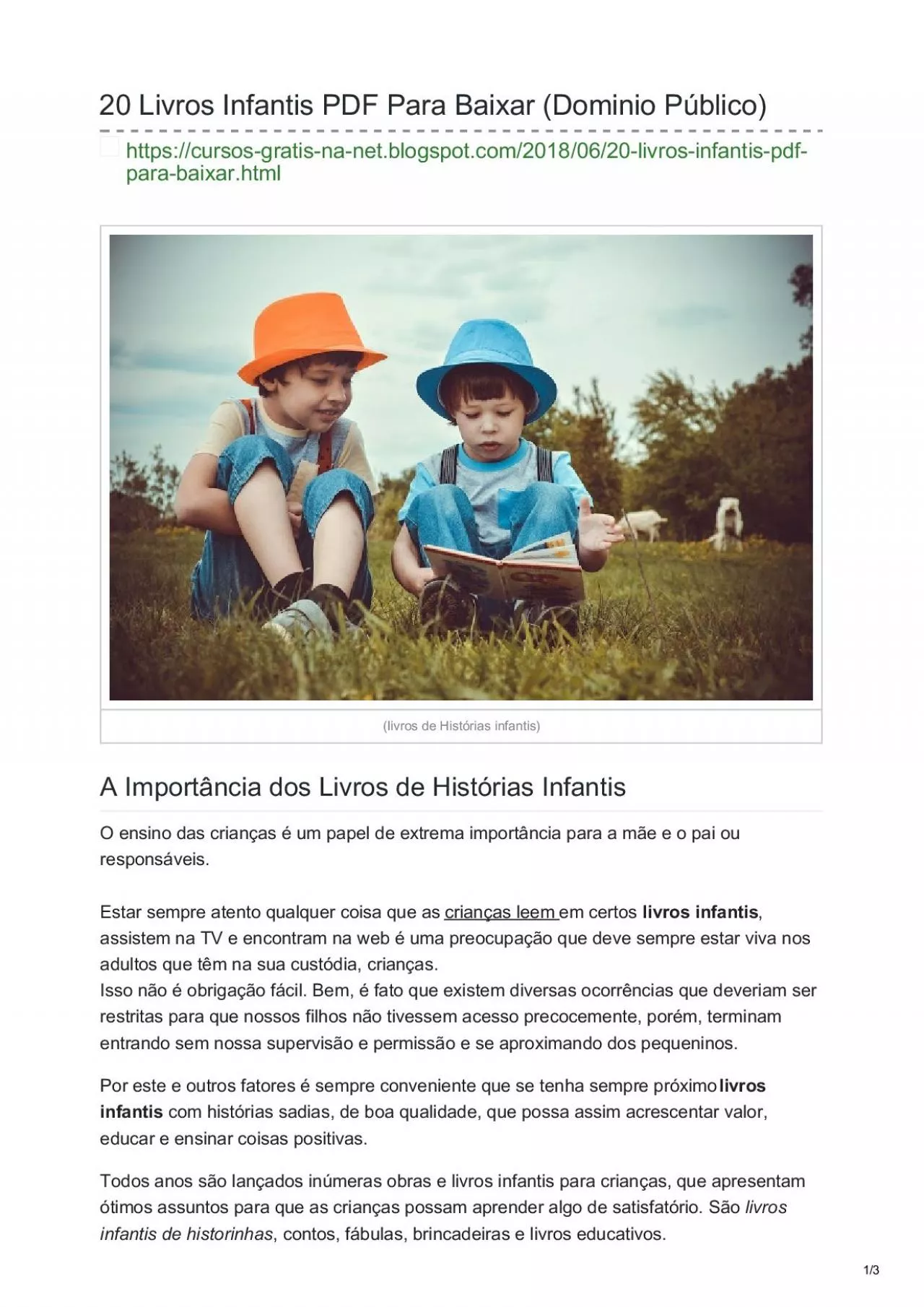 PDF-Livros infantis em pdf. Vinte ebooks de histórias infantis pra baixar de graça.