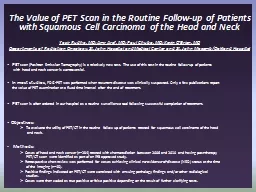 The Value of PET Scan in the Routine Follow-up of Patients with