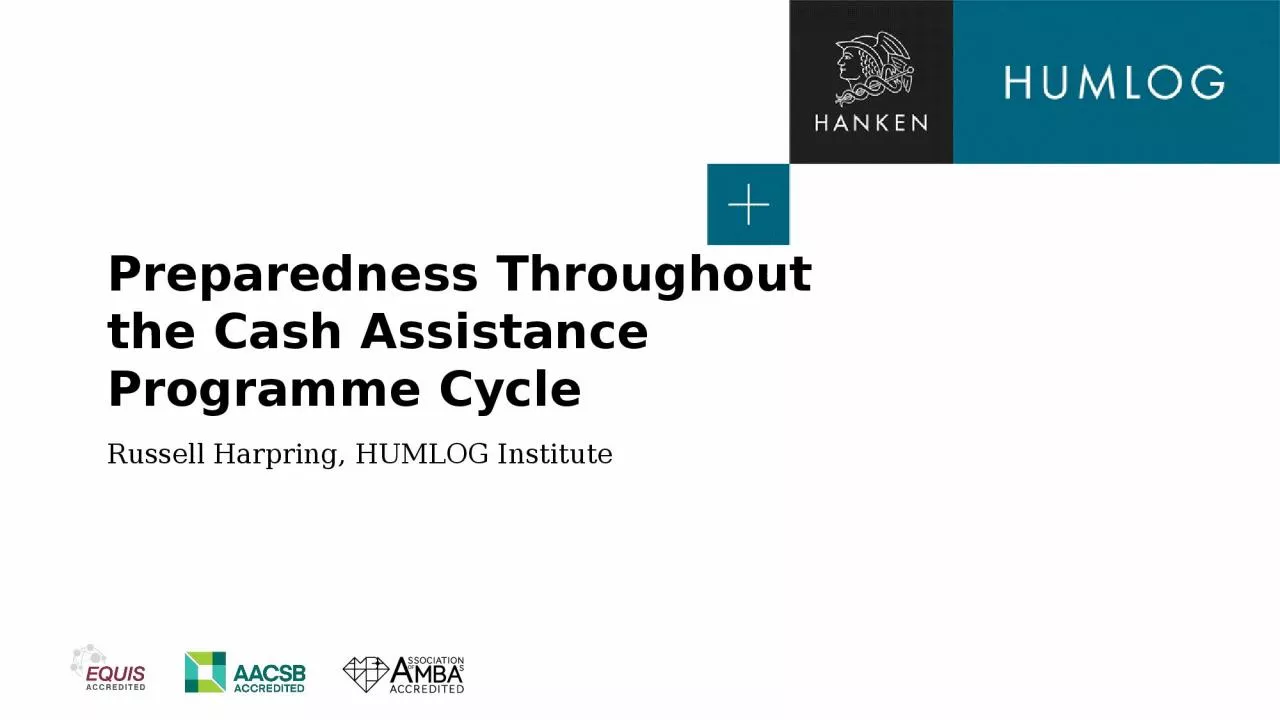 Preparedness Throughout the Cash Assistance Programme Cycle