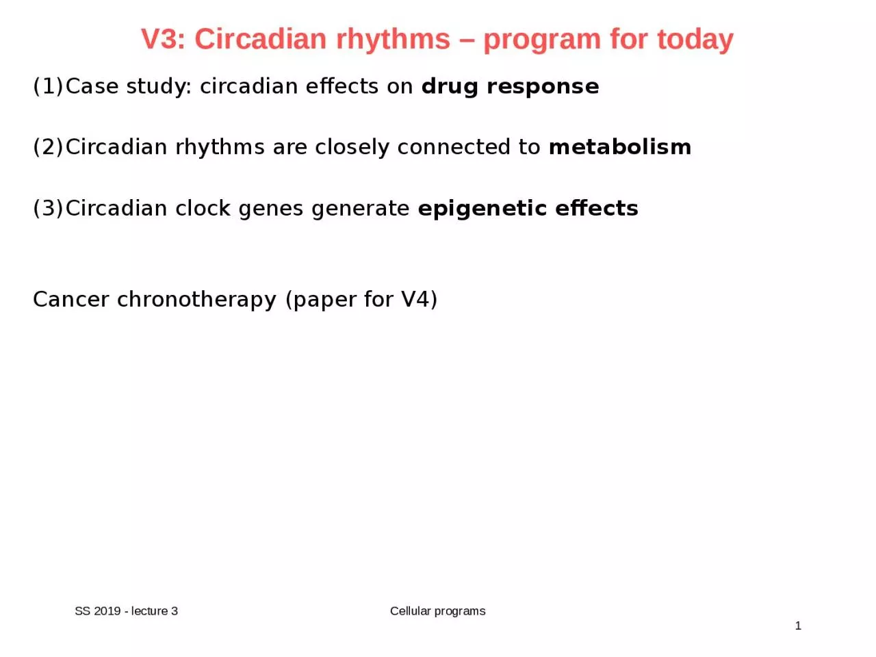 Cellular programs V3: Circadian