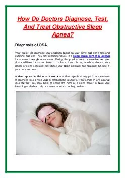 How Do Doctors Diagnose, Test, And Treat Obstructive Sleep Apnea?