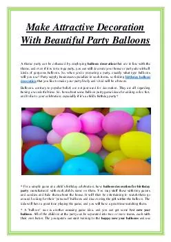 Make Attractive Decoration With Beautiful Party Balloons