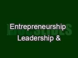Entrepreneurship Leadership &