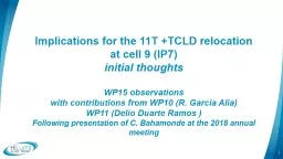 1 Implications for the 11T +TCLD relocation at cell 9 (IP7