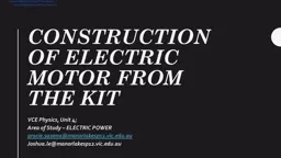 CONSTRUCTION OF ELECTRIC MOTOR FROM THE KIT