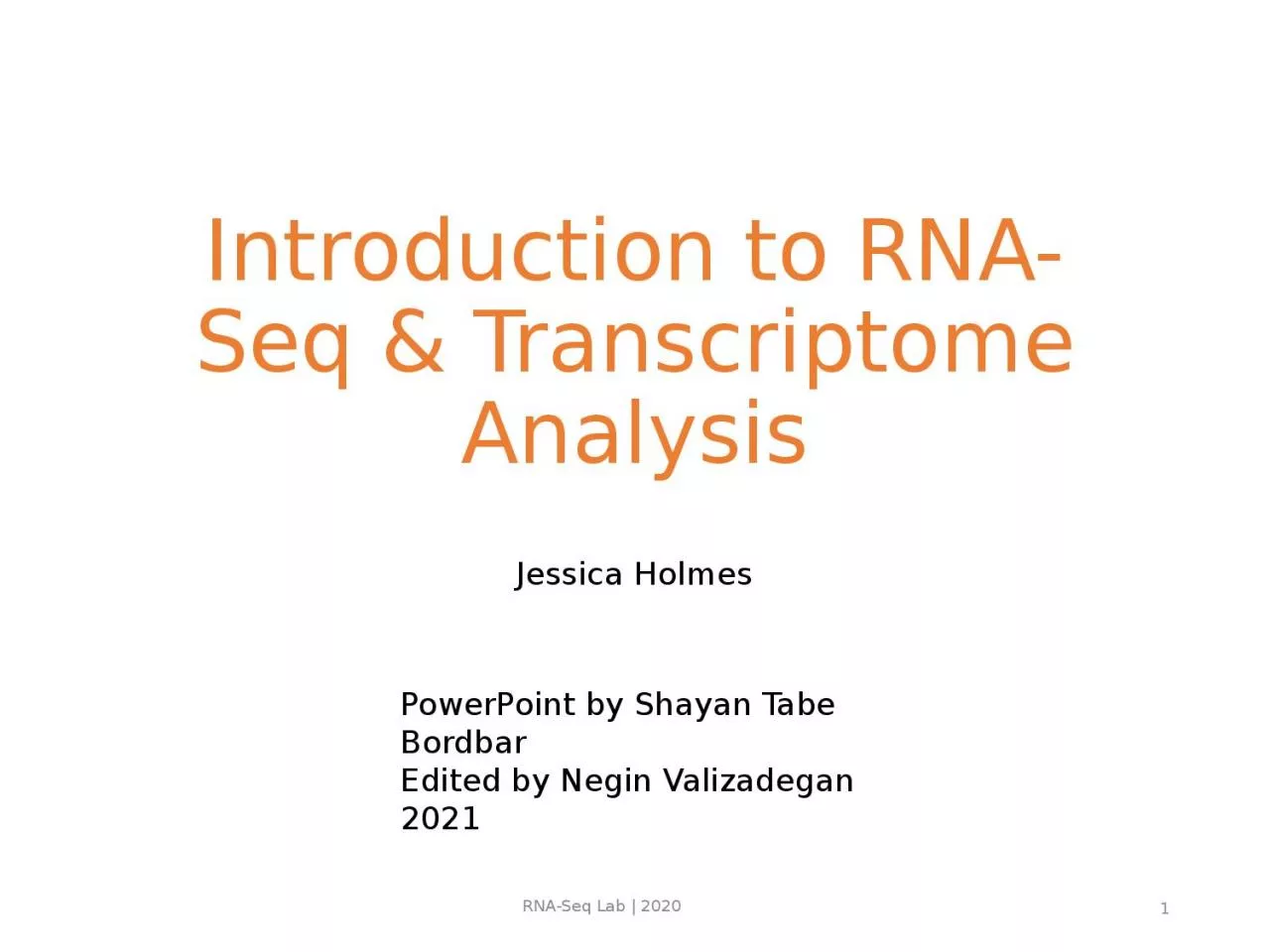 Introduction to RNA-Seq & Transcriptome Analysis