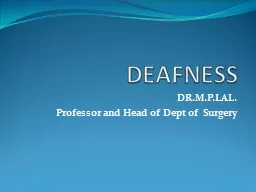 DEAFNESS DR.M.P.LAL. Professor and Head of Dept of  Surgery