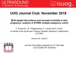 UOG Journal Club:  November 2018