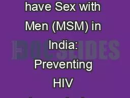 Women Partners of Men who have Sex with Men (MSM) in India: Preventing HIV transmission and Promoti