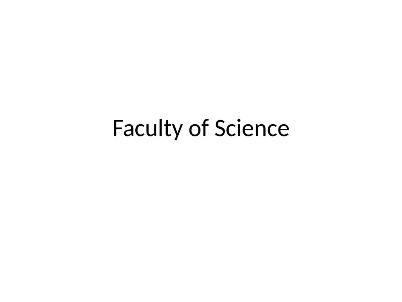 Faculty of Science Department of Botany