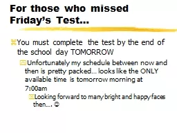 For those who missed Friday’s Test…