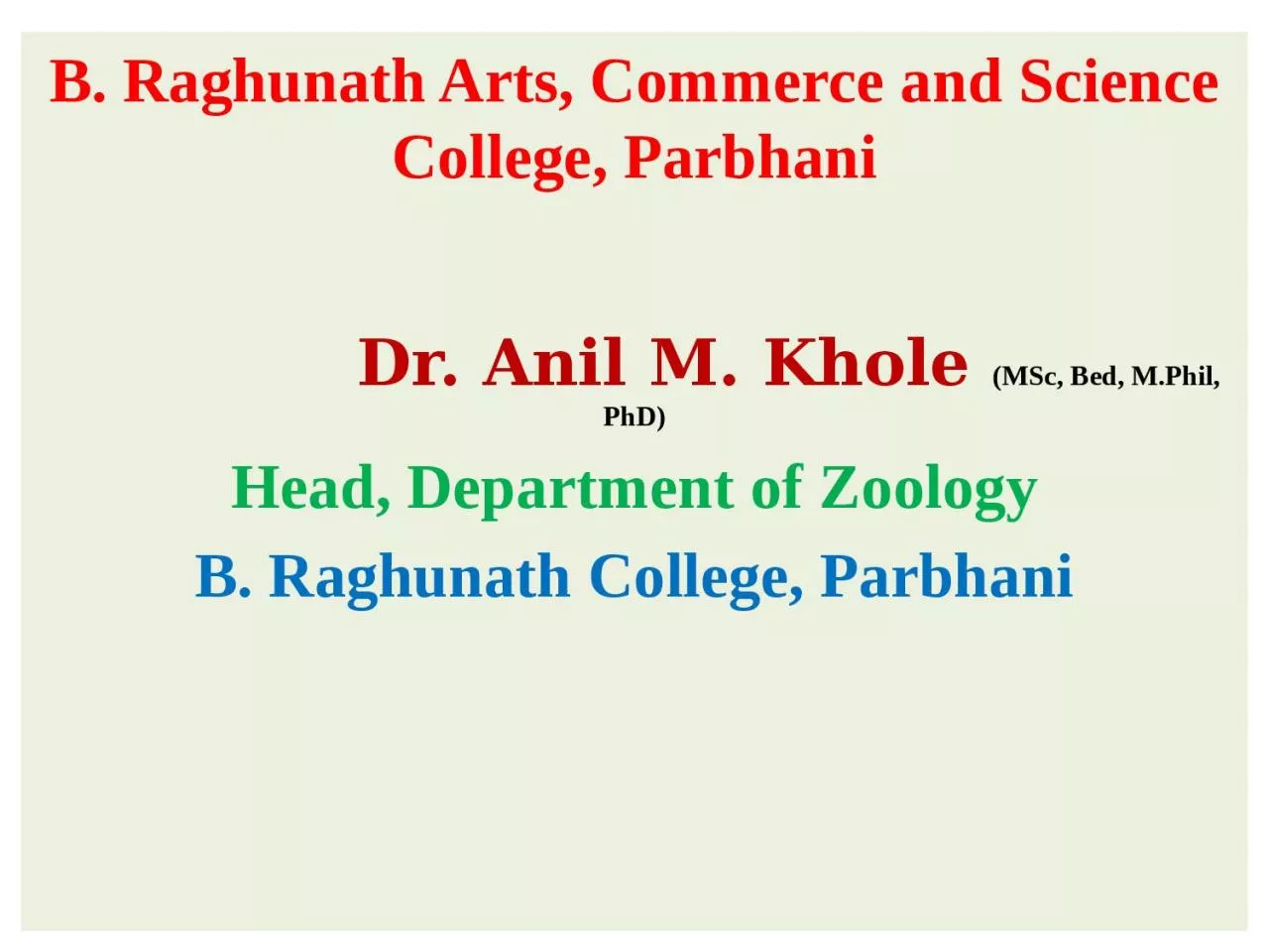 B. Raghunath Arts, Commerce and Science College, Parbhani