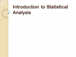 Introduction to Statistical Analysis
