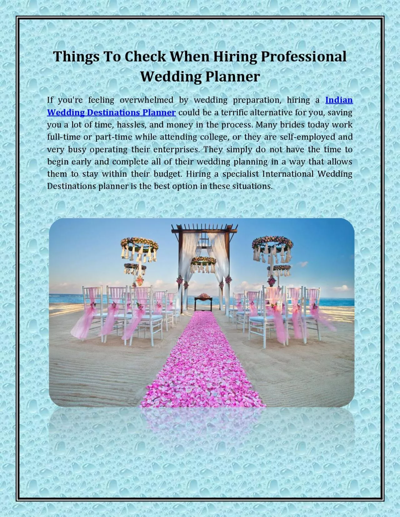 Things To Check When Hiring Professional Wedding Planner