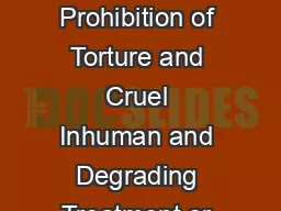 The Death Penalty and the Absolute Prohibition of Torture and Cruel Inhuman and Degrading
