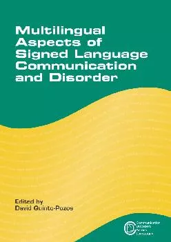 (BOOS)-Multilingual Aspects of Signed Language Communication and Disorder (Communication Disorders Across Languages Book 11)