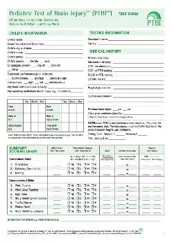 (EBOOK)-Pediatric Test of Brain Injury™ (PTBI™ ) Test Form