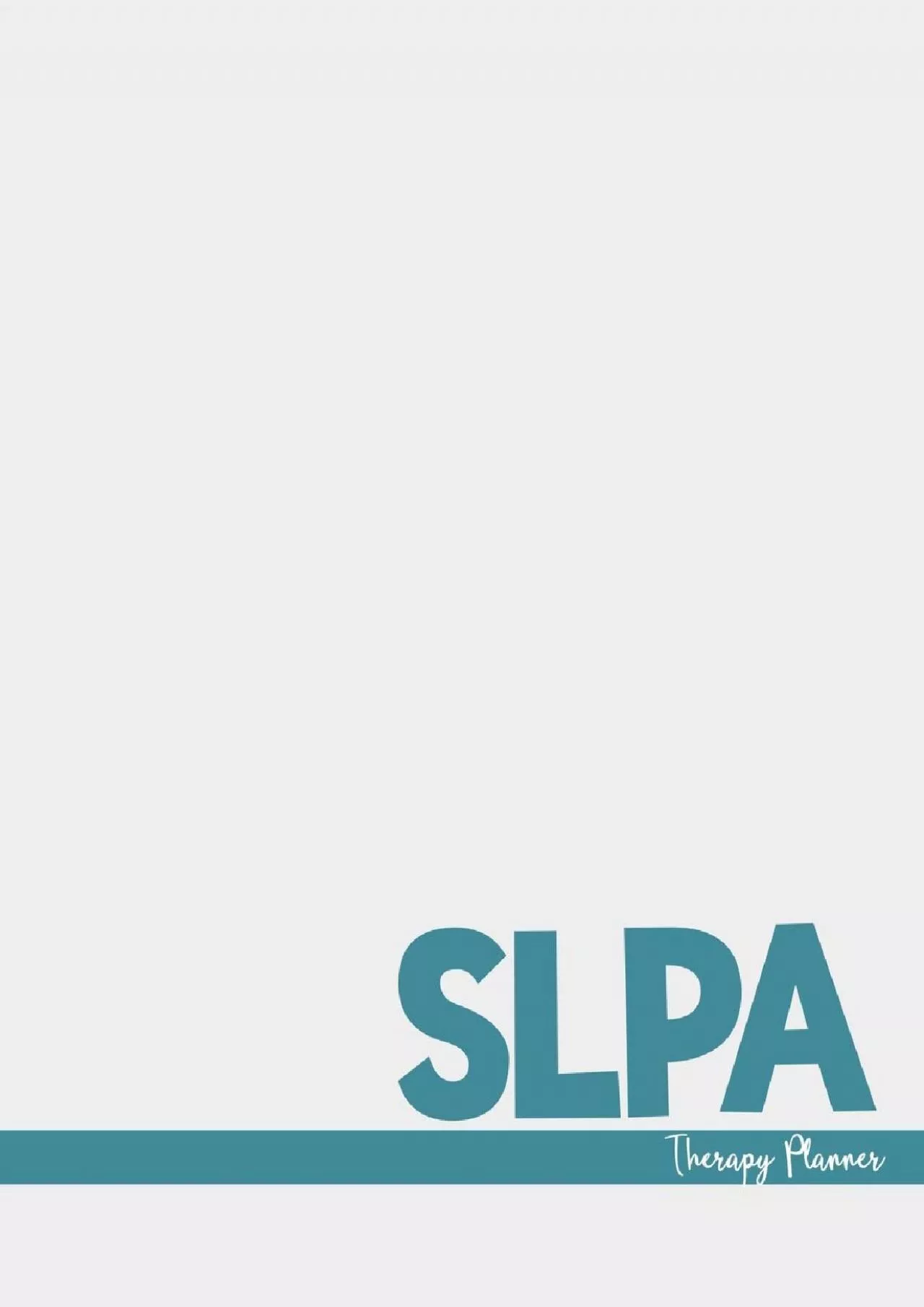 PDF-(READ)-SLPA Therapy Planner: Session Planning for Speech Language Pathologists