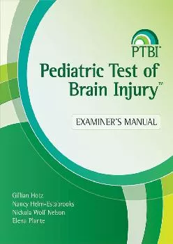 (EBOOK)-Pediatric Test of Brain Injury™ (PTBI™) Examiner\'s Manual