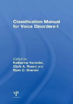 (DOWNLOAD)-Classification Manual for Voice Disorders-I