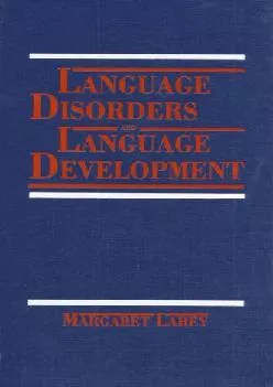 (BOOK)-Language Disorders and Language Development
