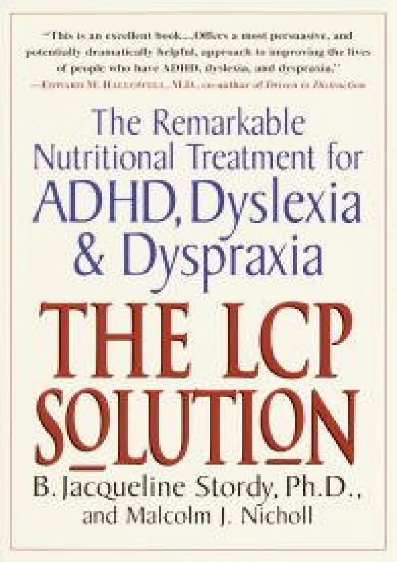 (BOOS)-The LCP Solution: The Remarkable Nutritional Treatment for ADHD, Dyslexia, and