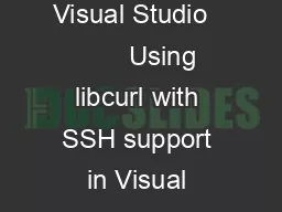 Using libcurl with SSH support in Visual Studio          Using libcurl with SSH support