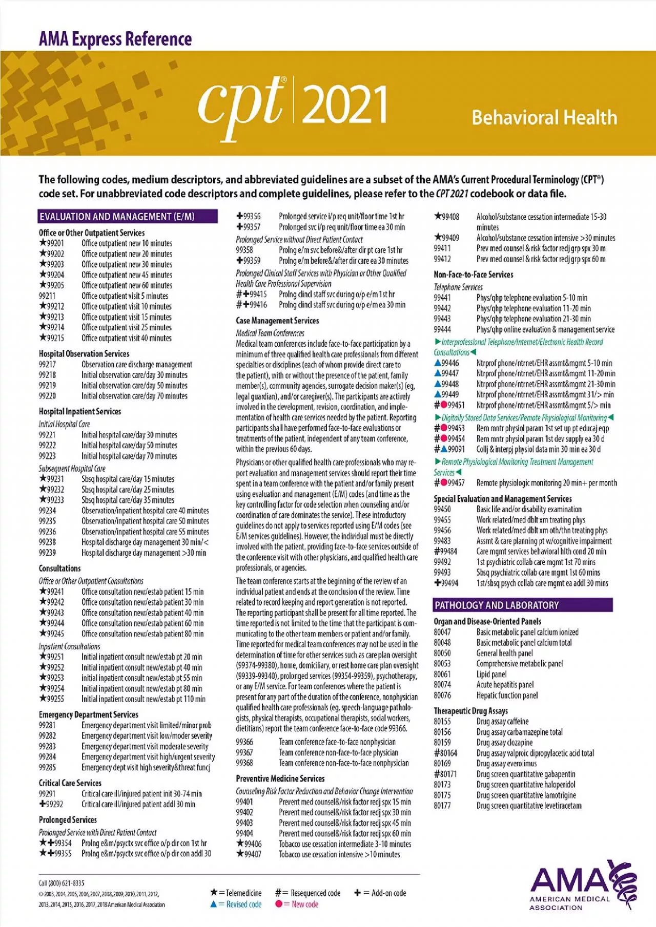 (BOOK)-Behavioral Health (CPT 2021 Express Reference Coding Card)