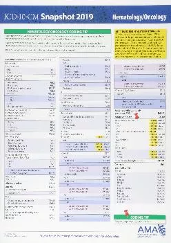 (BOOS)-ICD-10-CM 2019 Snapshot Coding Card: Hematology/Oncology