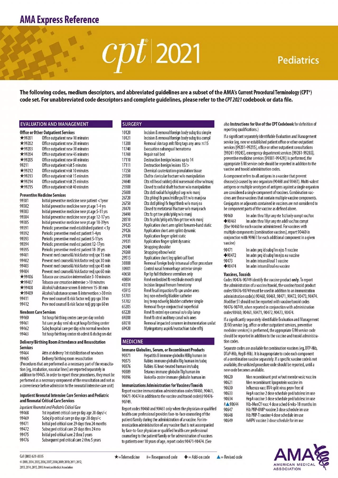 PDF-(BOOK)-Pediatrics (CPT 2021 Express Reference Coding Card)