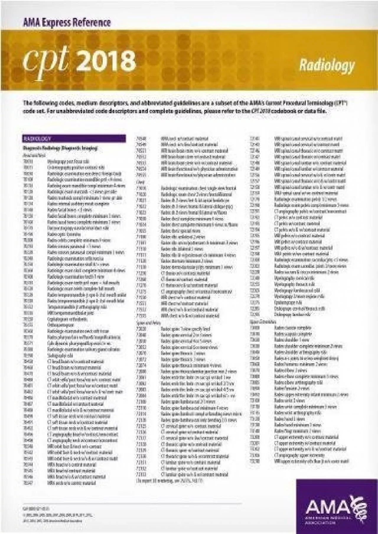 PDF-(DOWNLOAD)-CPT 2018 Express Reference Coding Card - Radiology