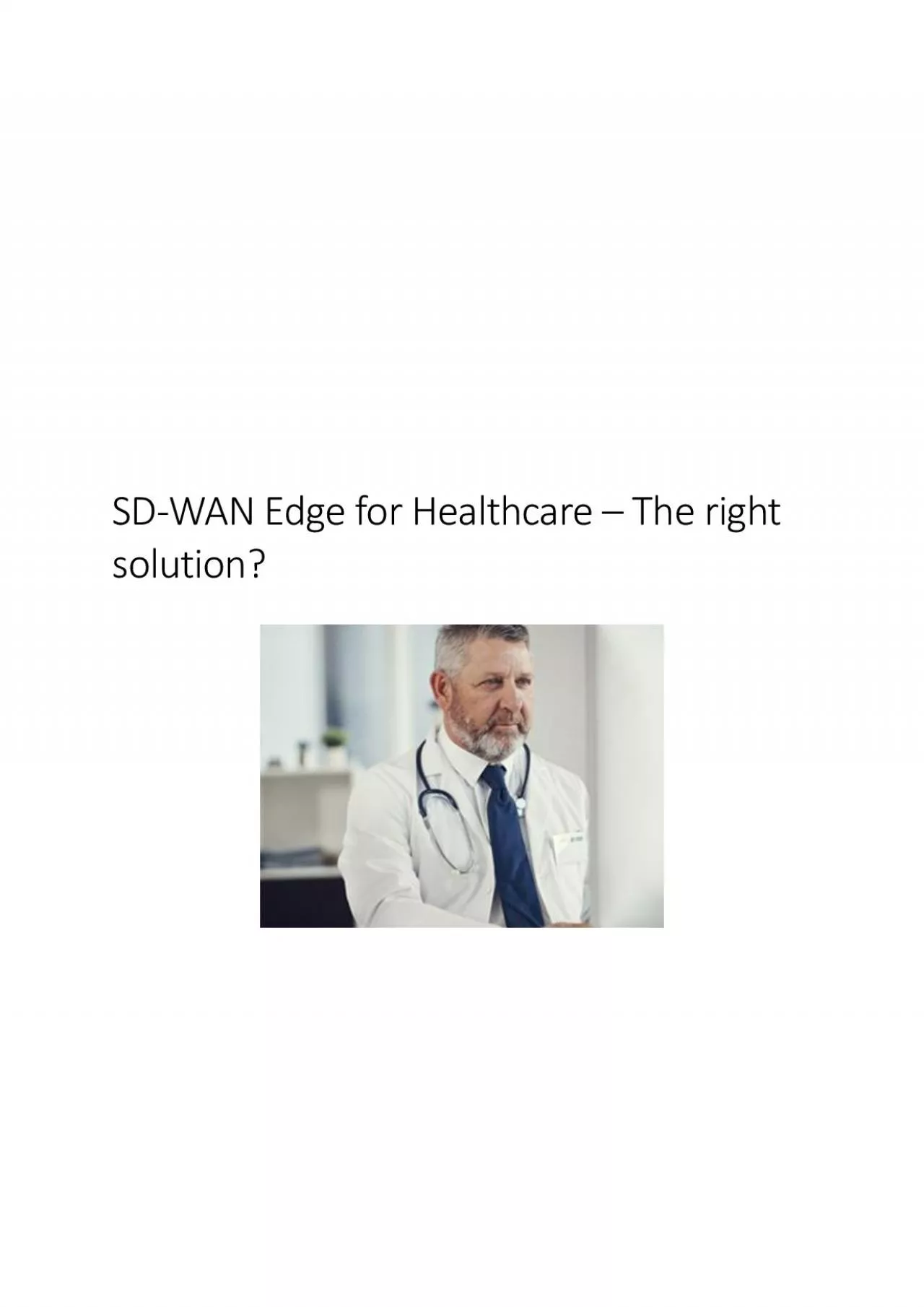 SD-WAN Edge for Healthcare – The right solution?