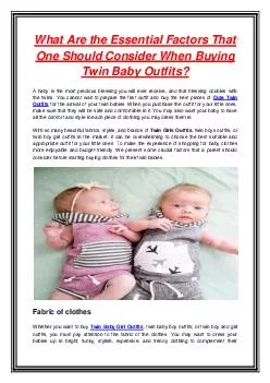 What Are the Essential Factors That One Should Consider When Buying Twin Baby Outfits?
