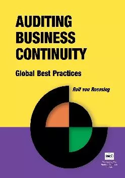 (DOWNLOAD)-Auditing Business Continuity: Global Best Practices (Business Continuity Management)